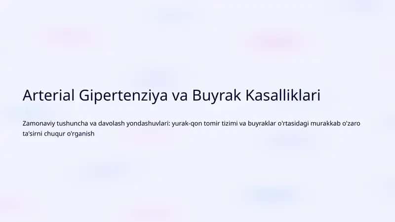 Gipertenziya va Buyrak Kasalliklari