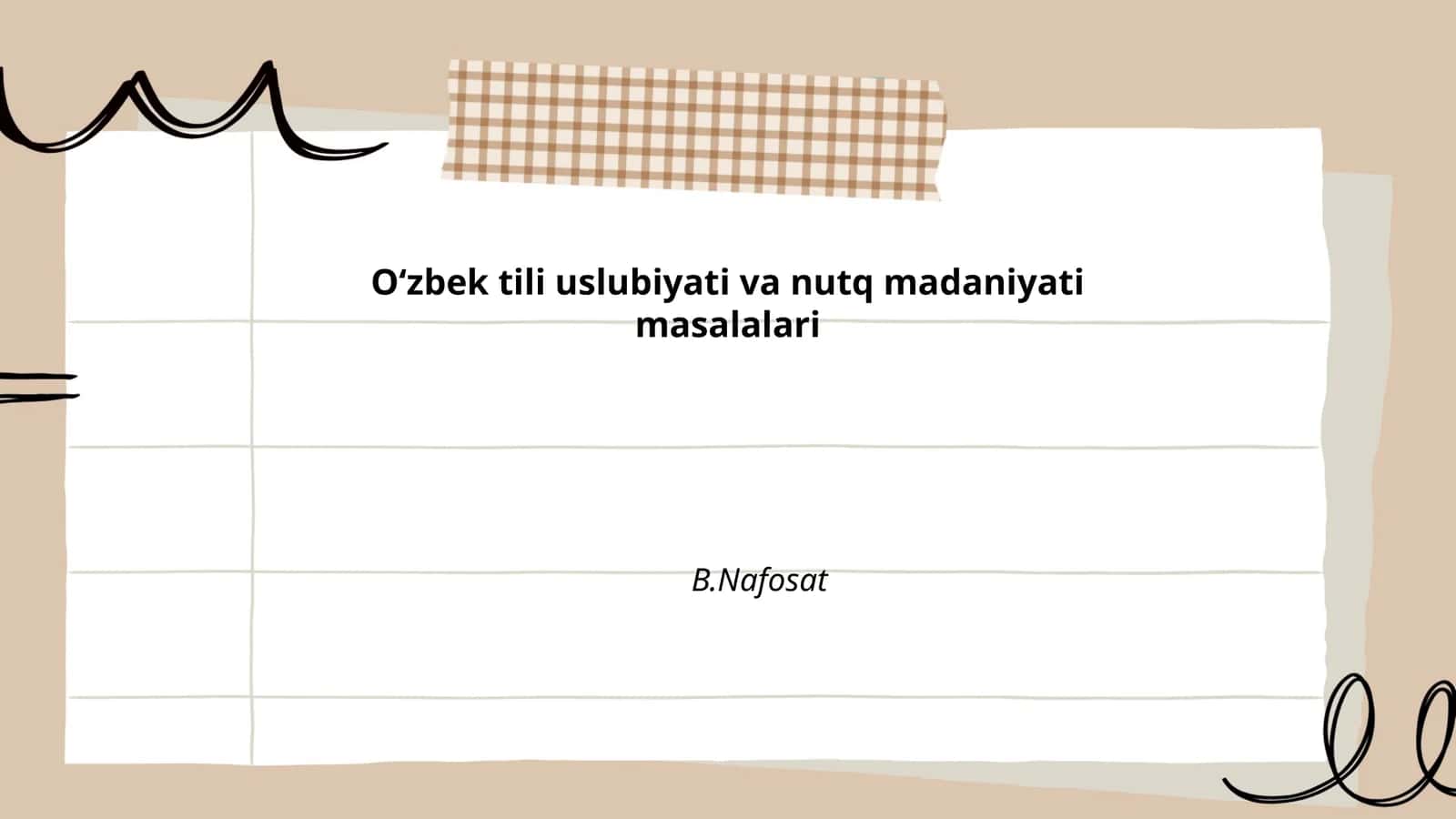 Oʻzbek tili uslubiyati va nutq madaniyati masalalari