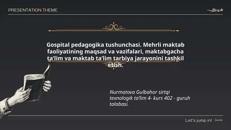 Gospital pedagogika tushunchasi
