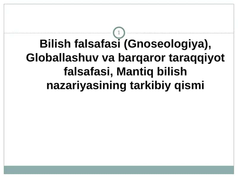 Bilish falsafasi (Gnoseologiya)