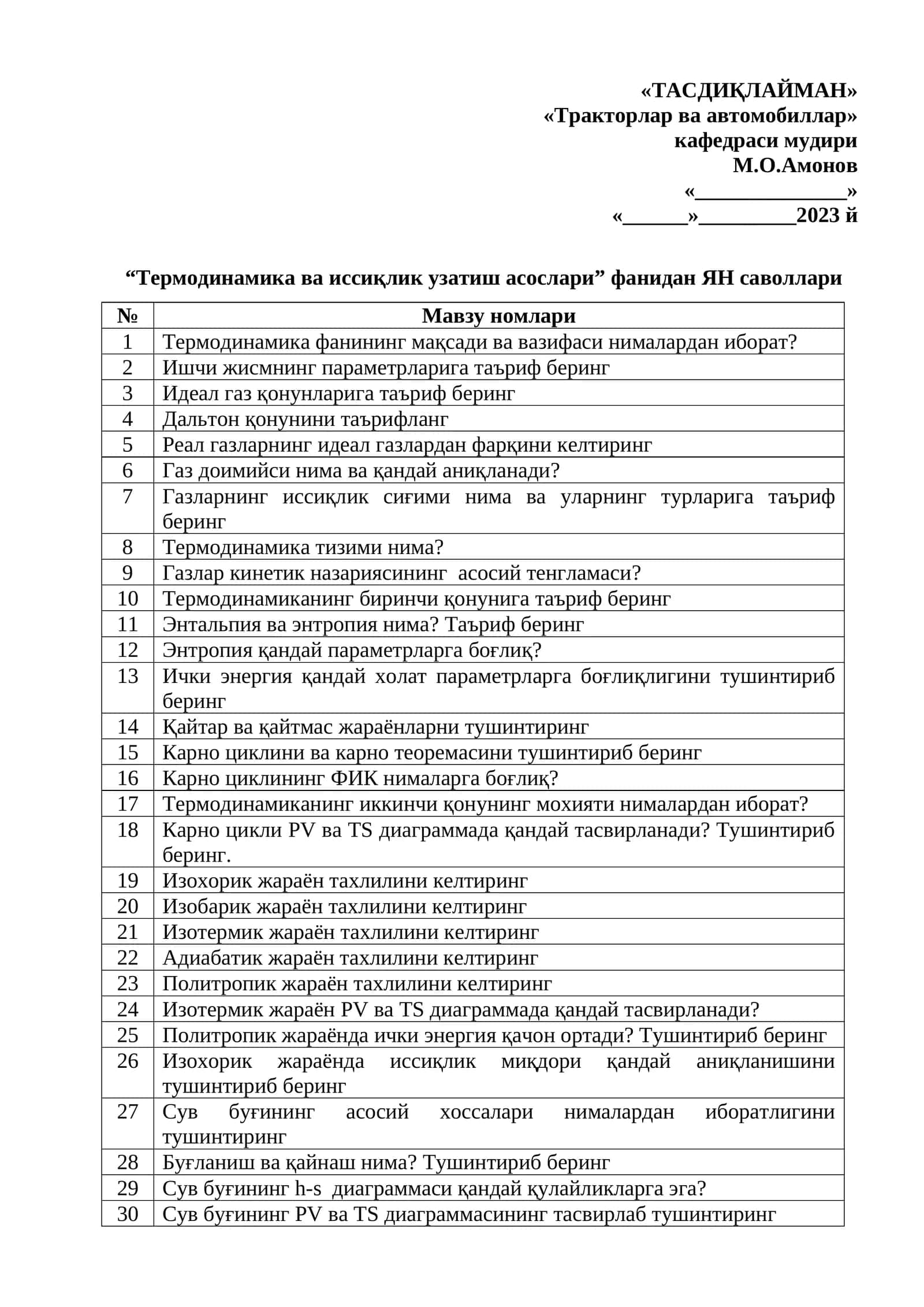 Термодинамика ва иссиқлик узатиш асослари