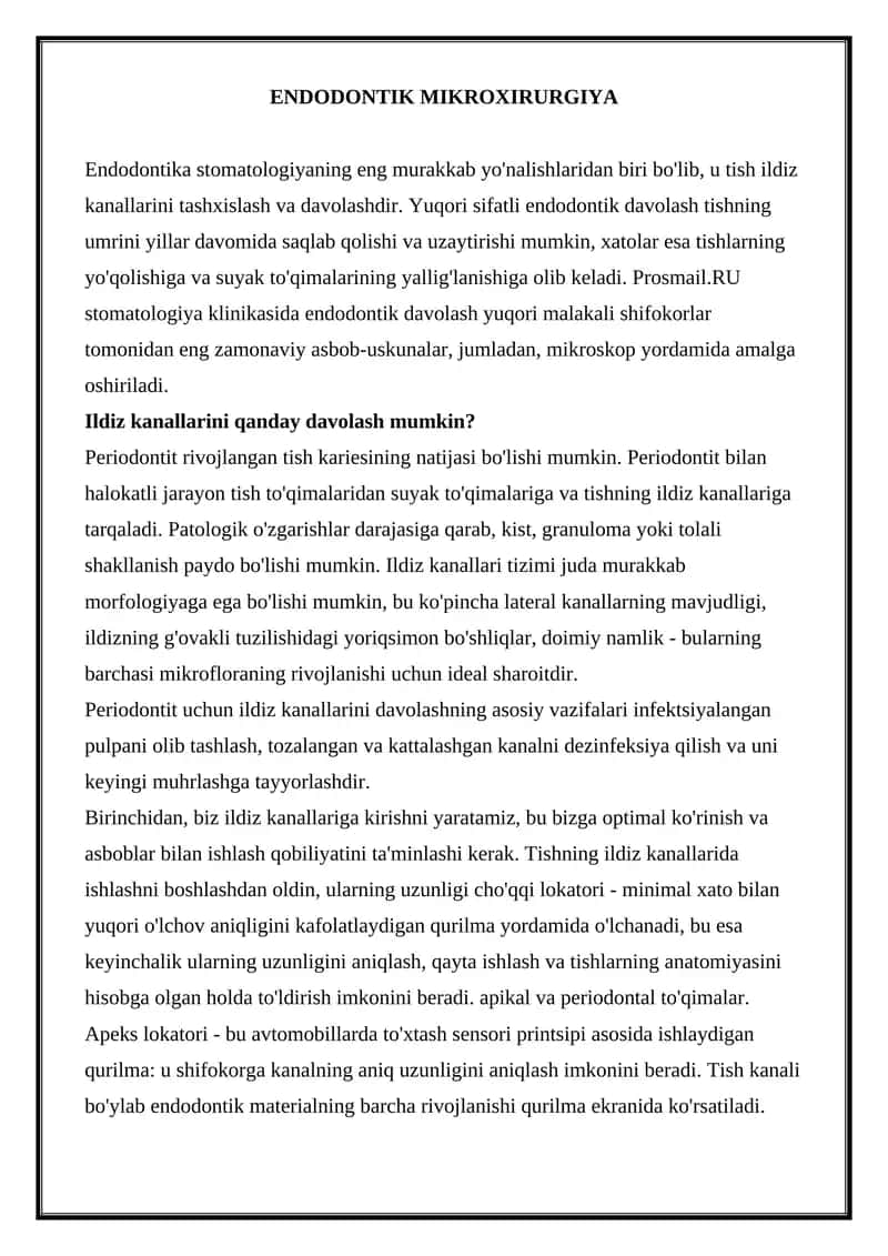 ENDODONTIK MIKROXIRURGIYA