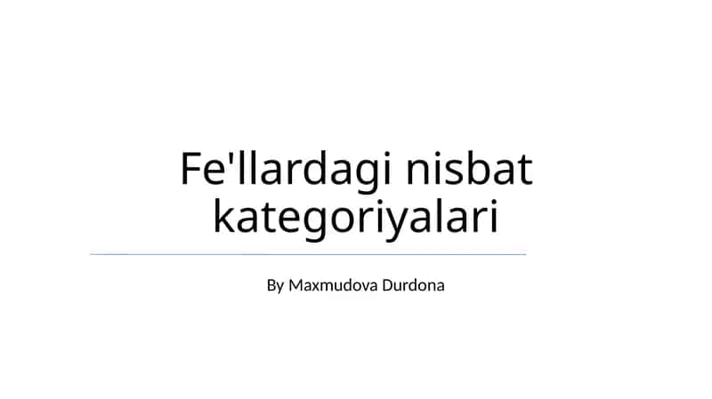 Fe'lardagi nisbat kategoriyalari