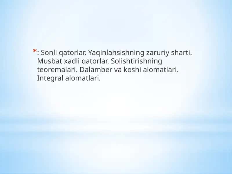 Asоsiy tushunchаlаr. Sоnli qаtоrlаr