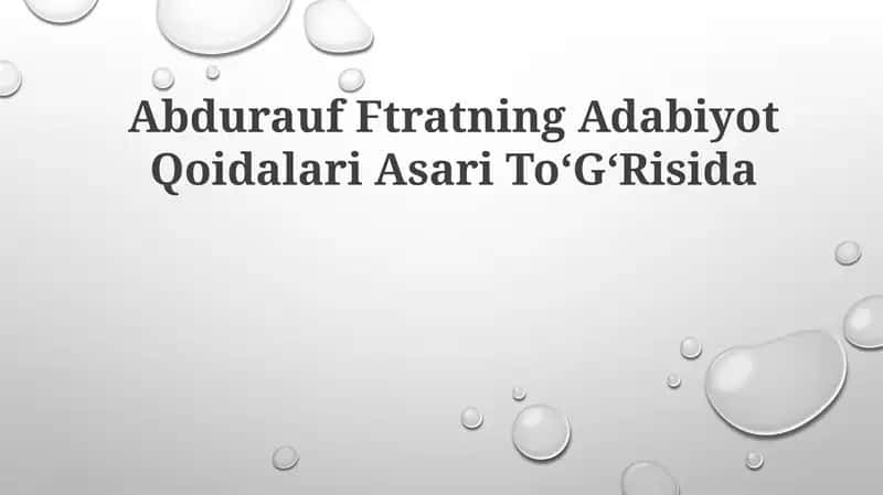 Abdurauf Fitratning Adabiyot QoidalariAsariToʻGʻRisida