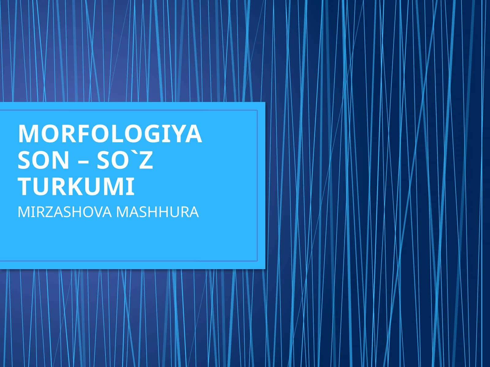 MORFOLOGIYASON – SO`Z TURKUMI