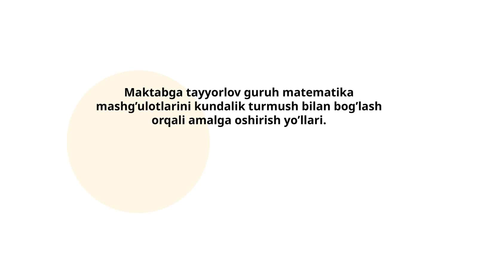 Kundalik matematika mashg’ulotlari
