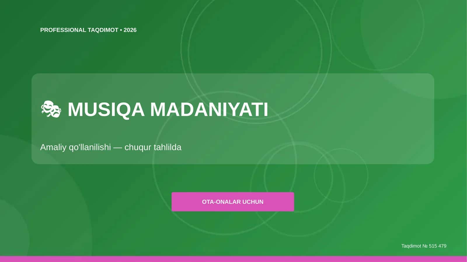 MUSIQA MADANIYATI Amaliy qo'llanilishi