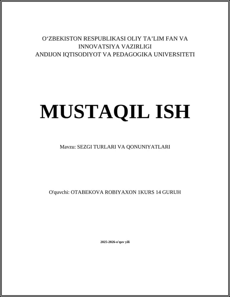 SEZGI TURLARI VA QONUNIYATLARI
