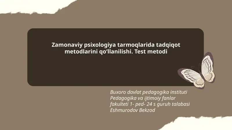 Zamonaviy psixologiya tarmoqlarida tadqiqot metodlari