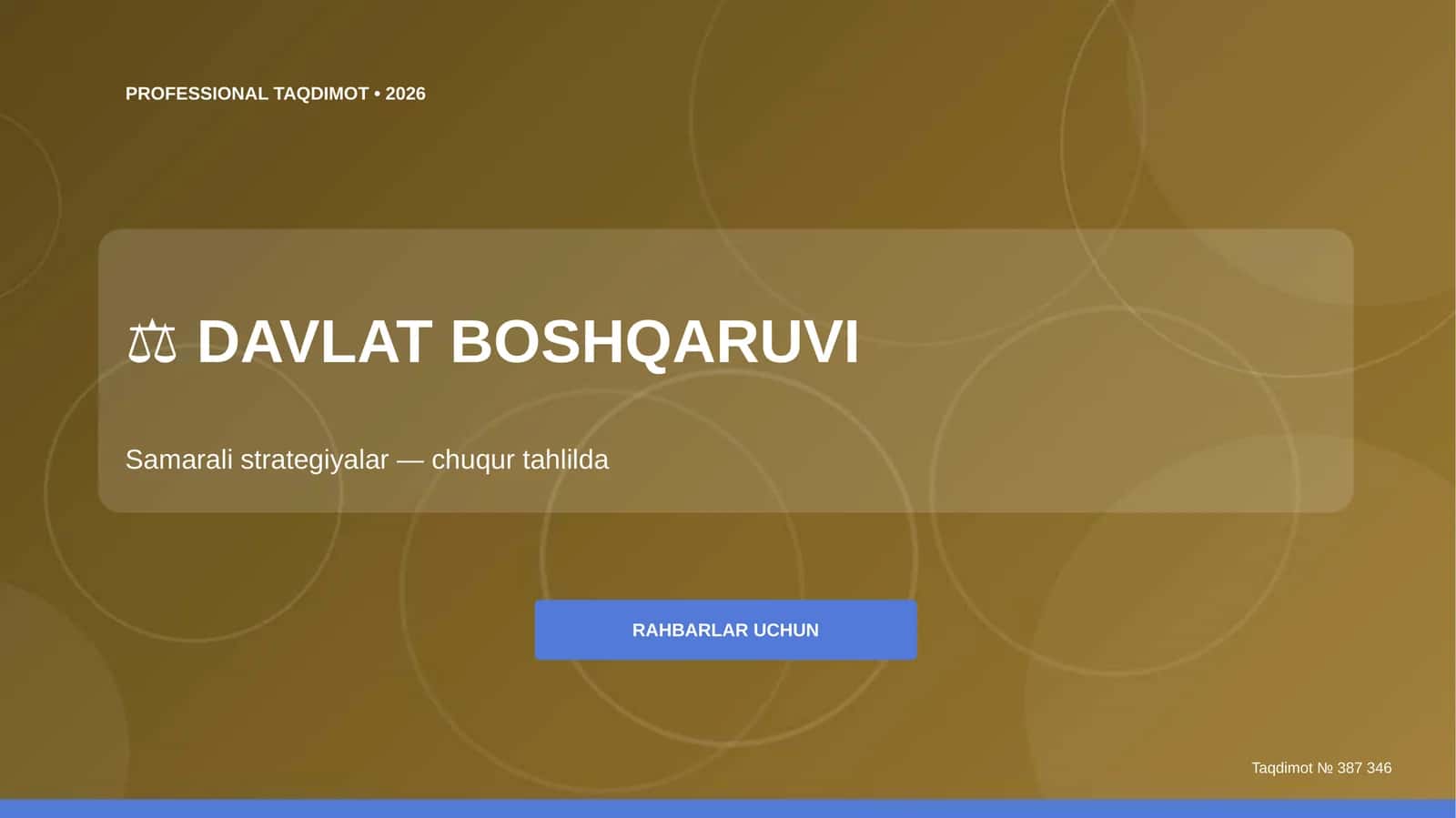 Davlat boshqaruvi: samarali strategiyalar (chuqur tahlilda) [rahbarlar uchun]