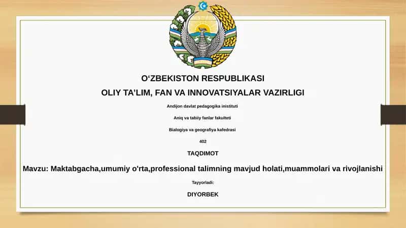 Maktabgacha ta'lim muammolari va rivojlanishi