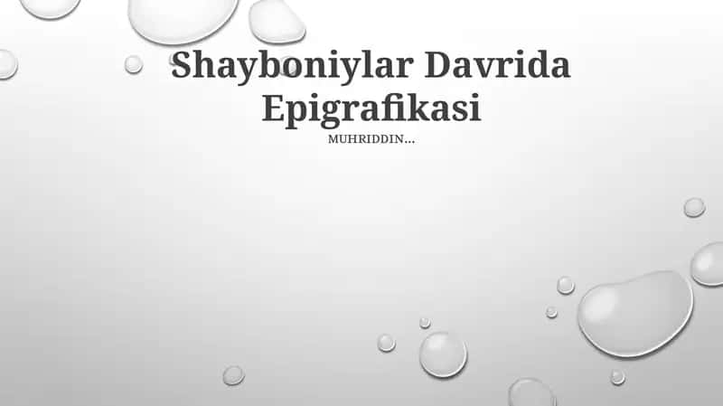 Shayboniylar Davrida Epigrafikasi