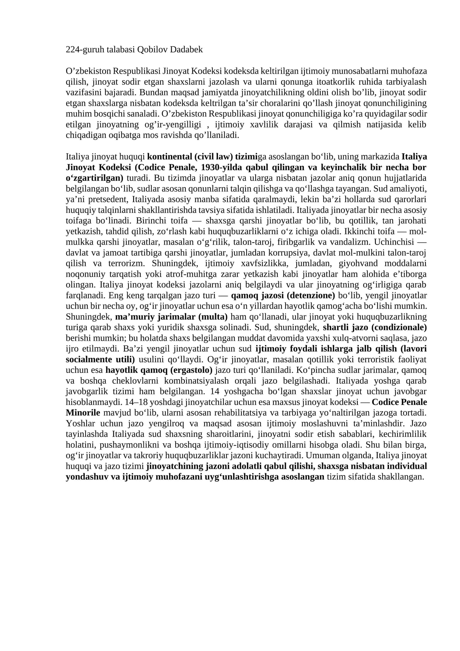 Italiya Jinoyat Kodeksi