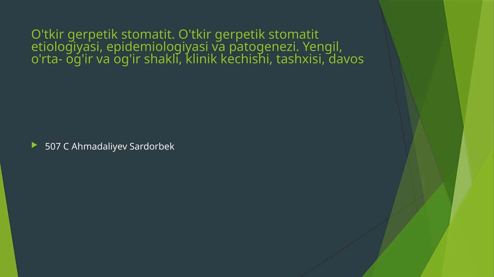 O'tkir gerpetik stomatit,