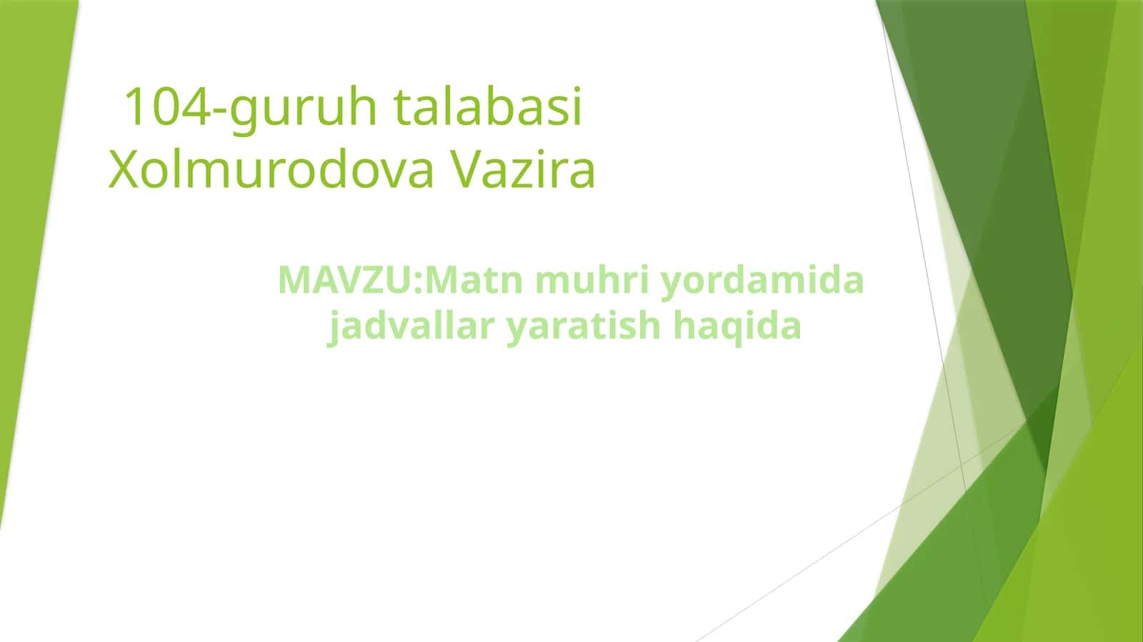 Matn muhri uchun jadval yaratish haqida