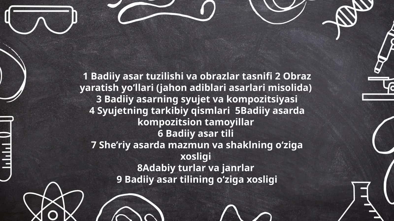 Badiiy asar tuzilishi va obrazlar tasnifi