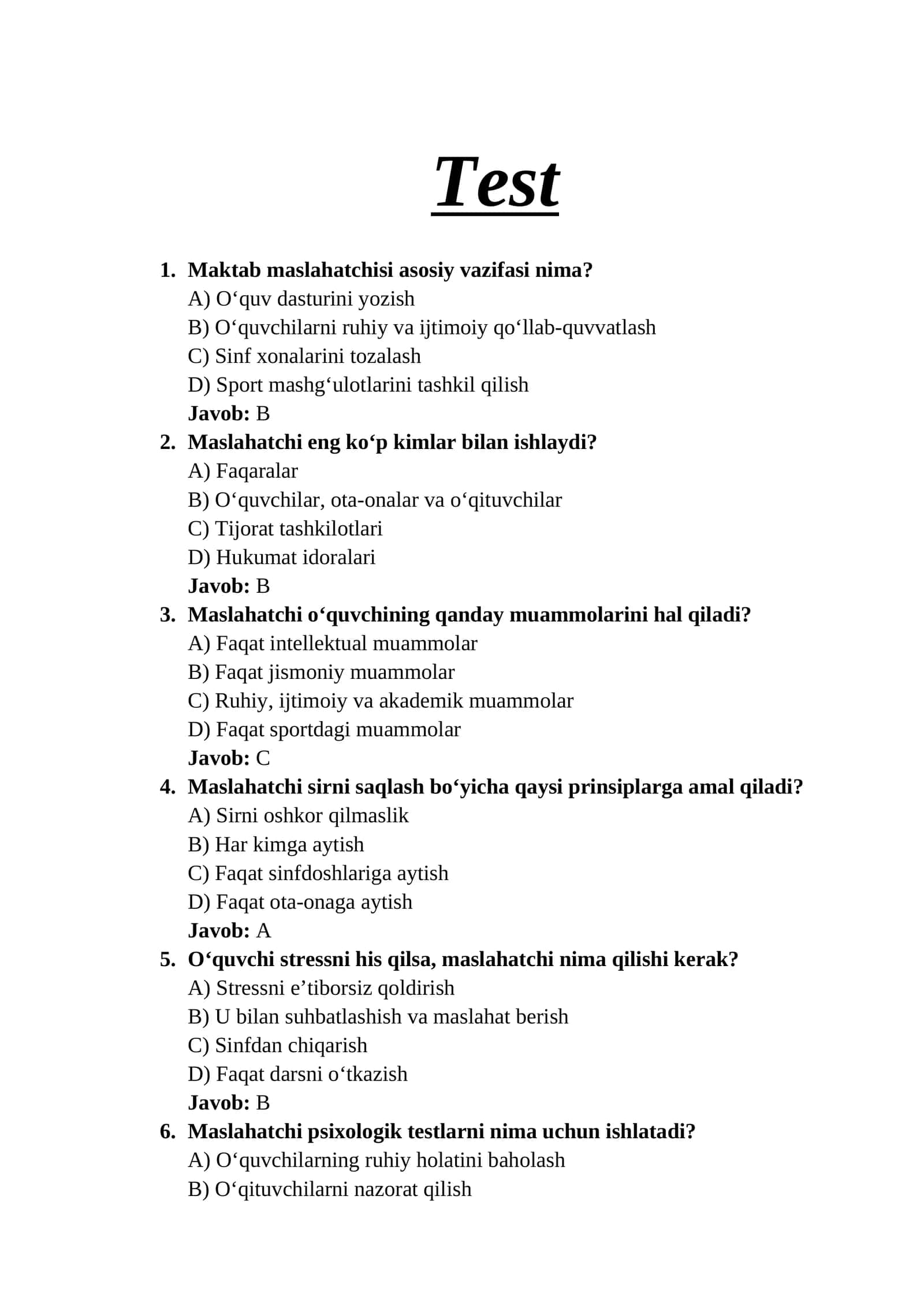 MAKTAB MASLAHATCHISI TEST 1000 TA