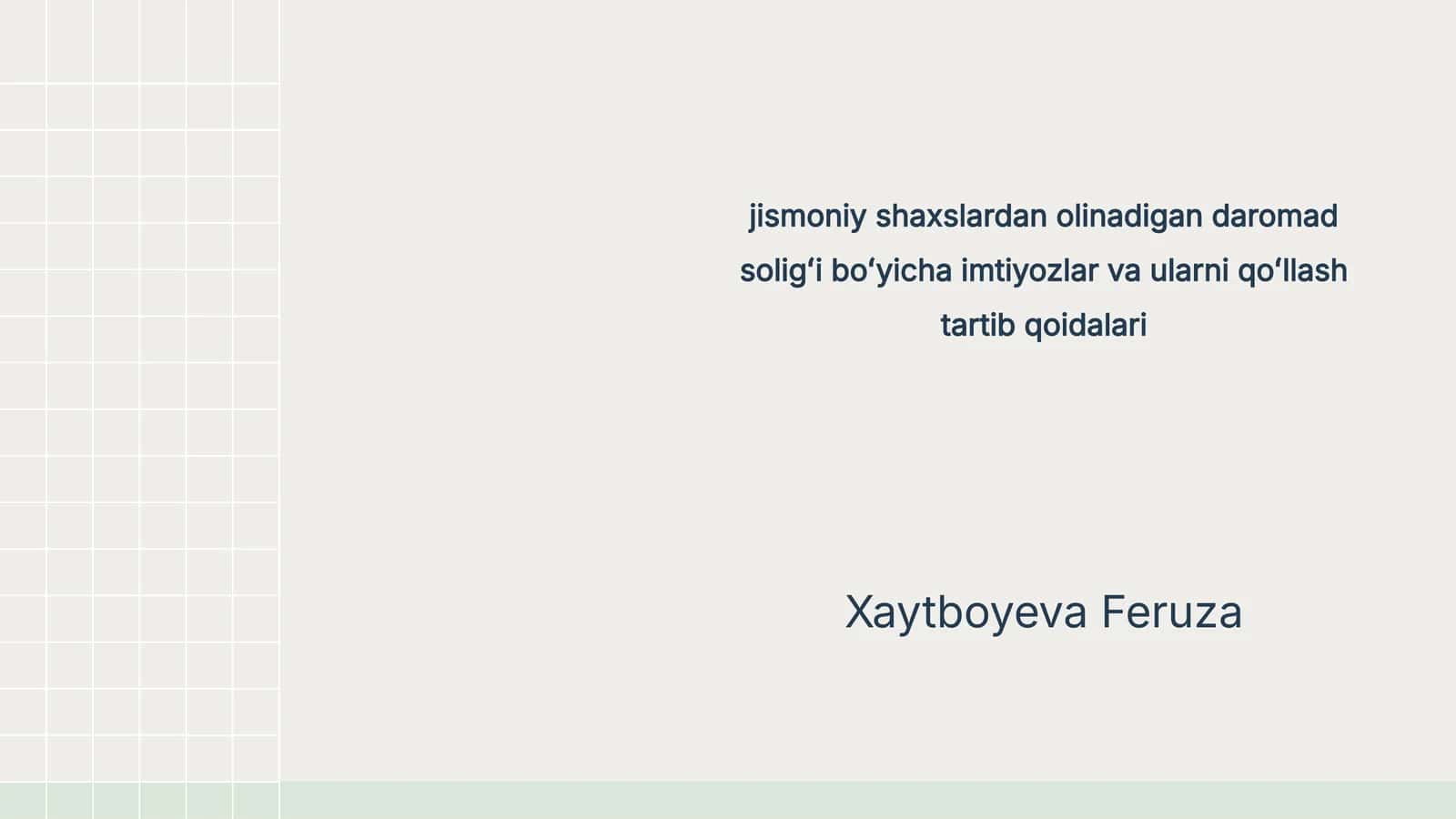 Soliq Imtiyozlari Asoslari