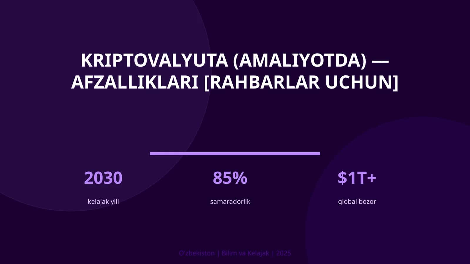 KRIPTOVALYUTA (AMALIYOTDA) — AFZALLIKLARI [RAHBARLAR UCHUN]