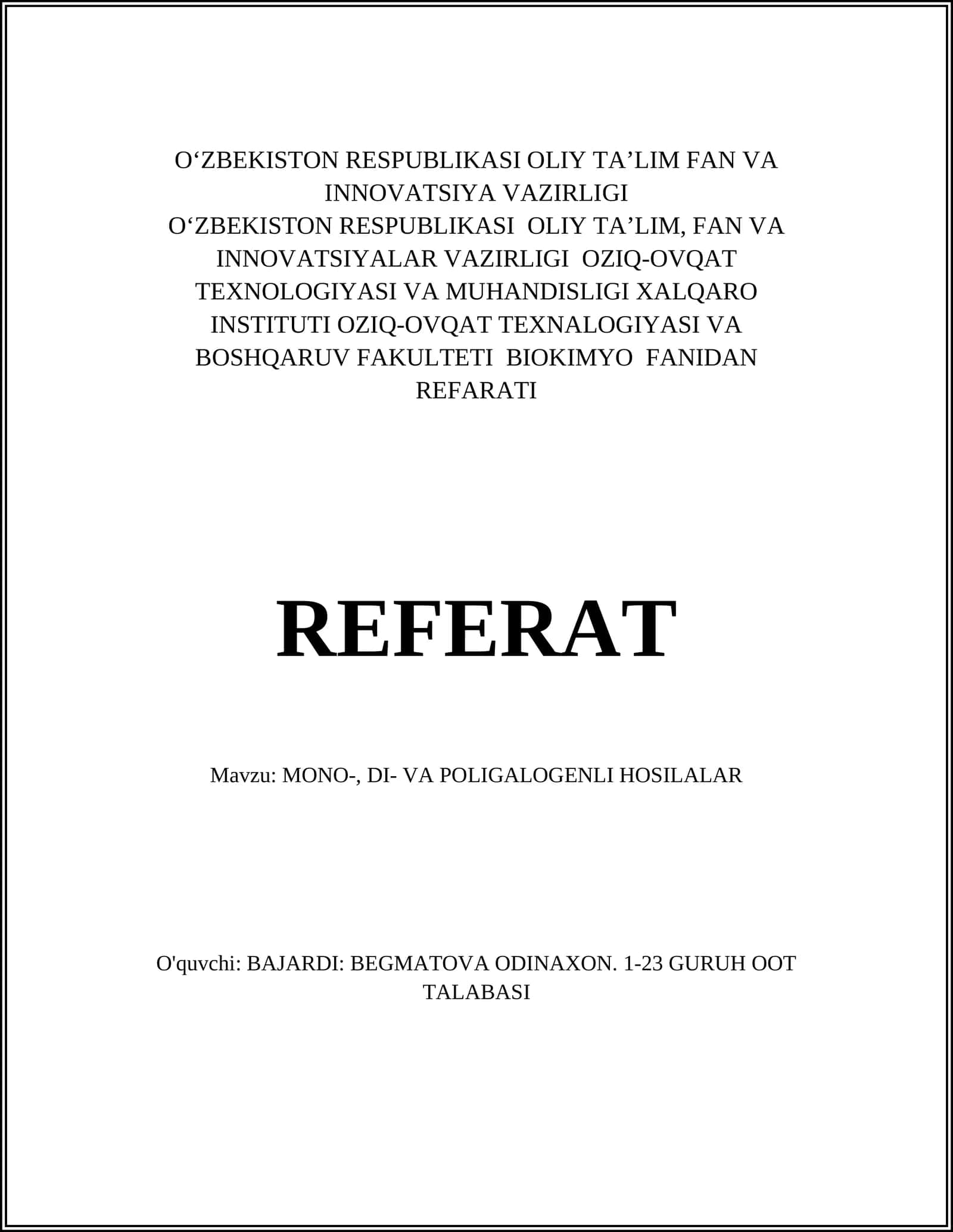 MONO-, DI- VA POLIGALOGENLI HOSILALAR