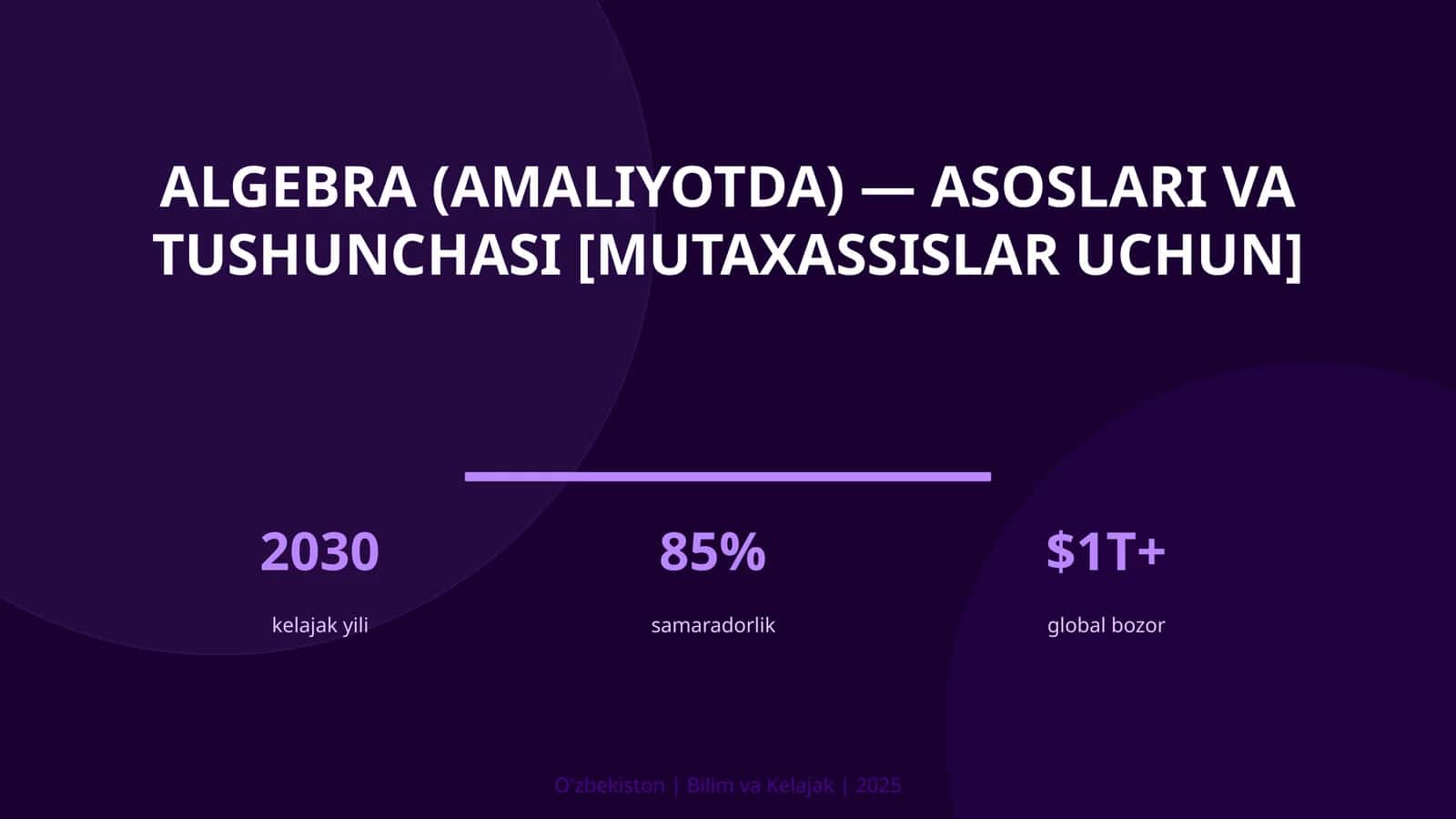 Algebra (Amaliyotda) — Asoslari va Tushunchasi [Mutaxassislar uchun]