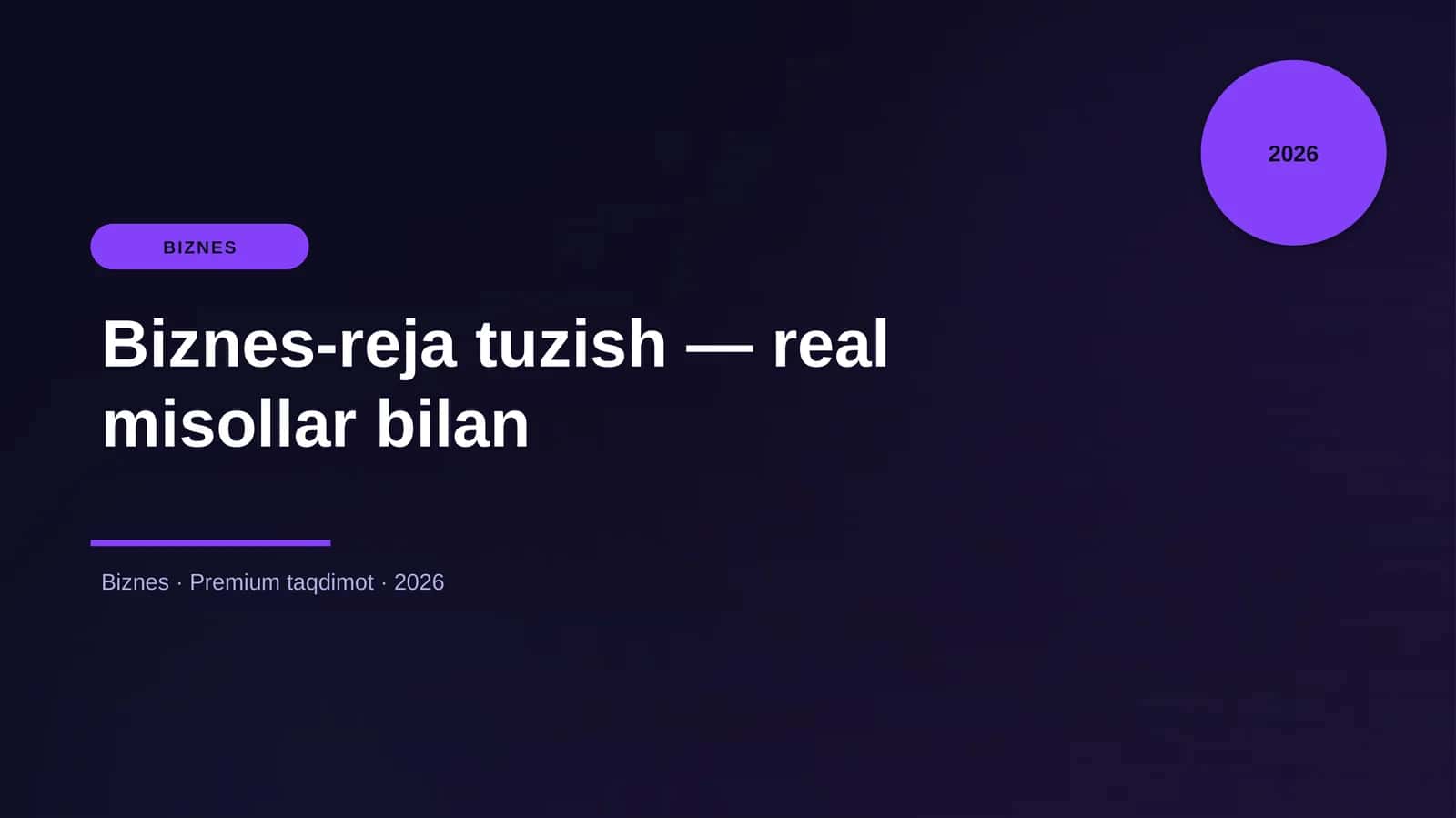 Biznes-reja tuzish — real misollar bilan