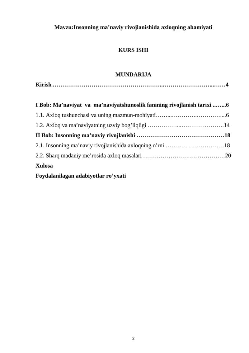 Insonning ma’naviy rivojlanishida axloqning ahamiyati