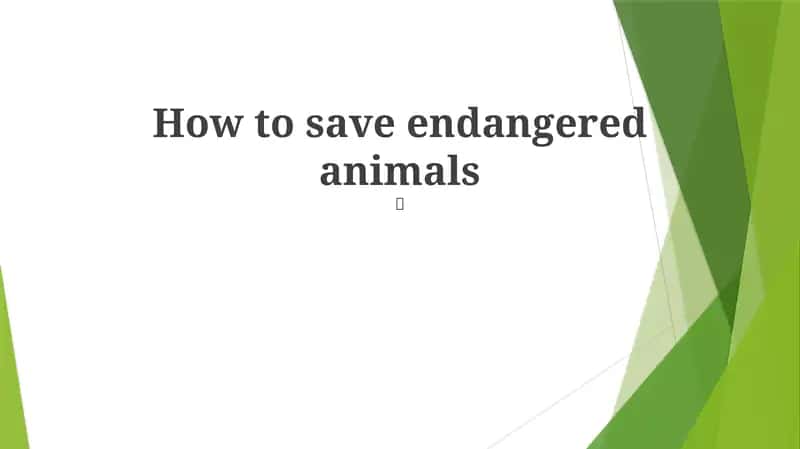 How to save endangered animals