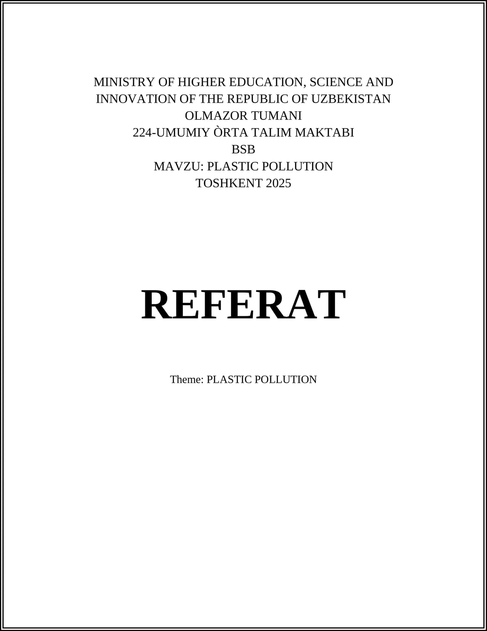 PLASTIC POLLUTION
