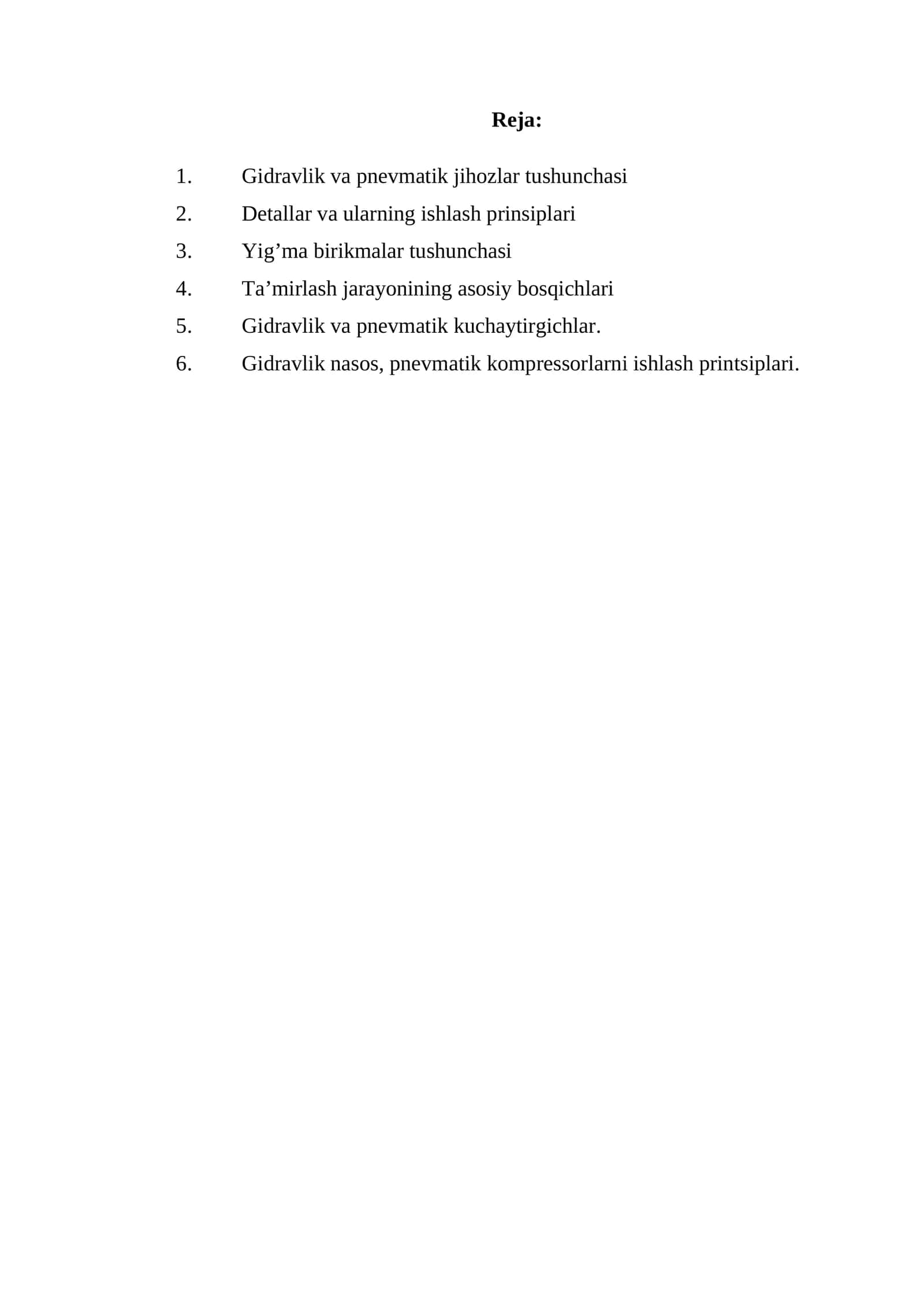 Gidravlik va pnevmatik tizimlar