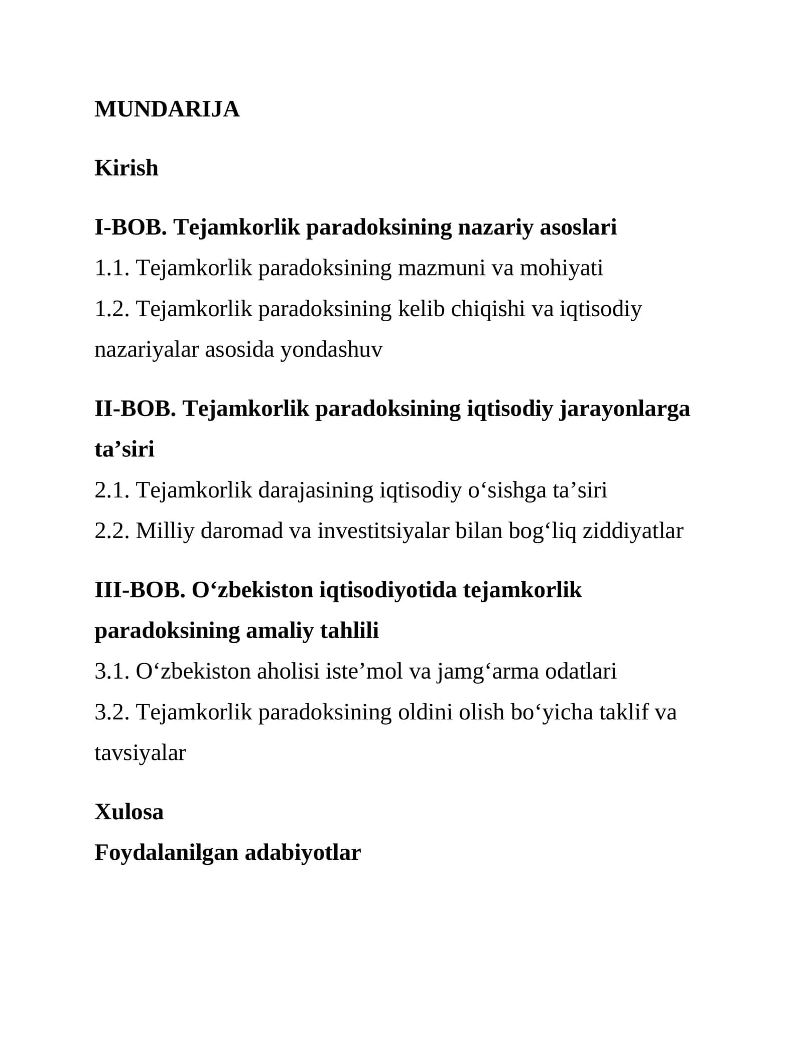 Tejamkorlik paradoksi