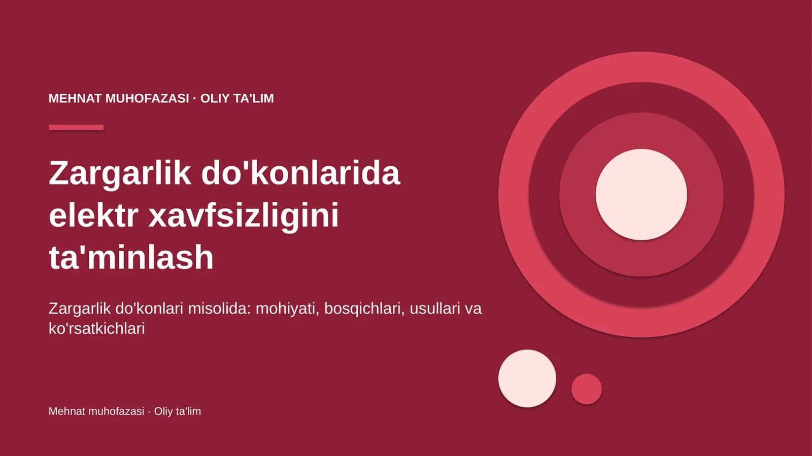 Zargarlik do'konlarida elektr xavfsizligini ta'minlash