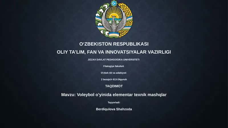 Voleybol o'yinida elementar texnik mashqlar