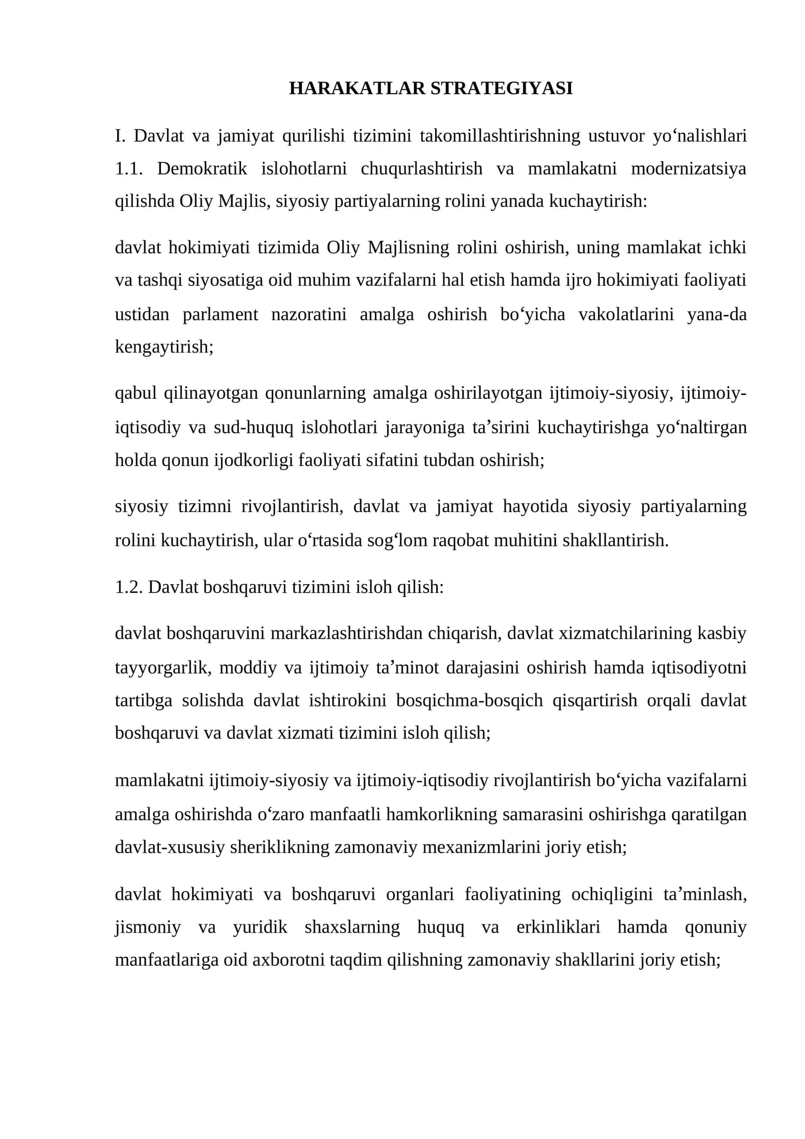 HARAKATLAR STRATEGIYASI