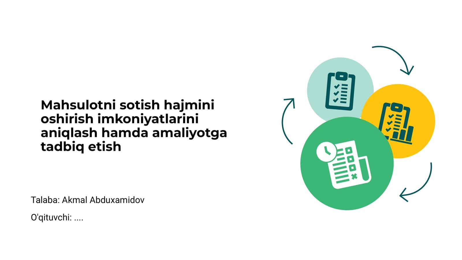 Mahsulotni sotish hajmini oshirish imkoniyatlarini aniqlash hamda amaliyotga tadbiq etish
