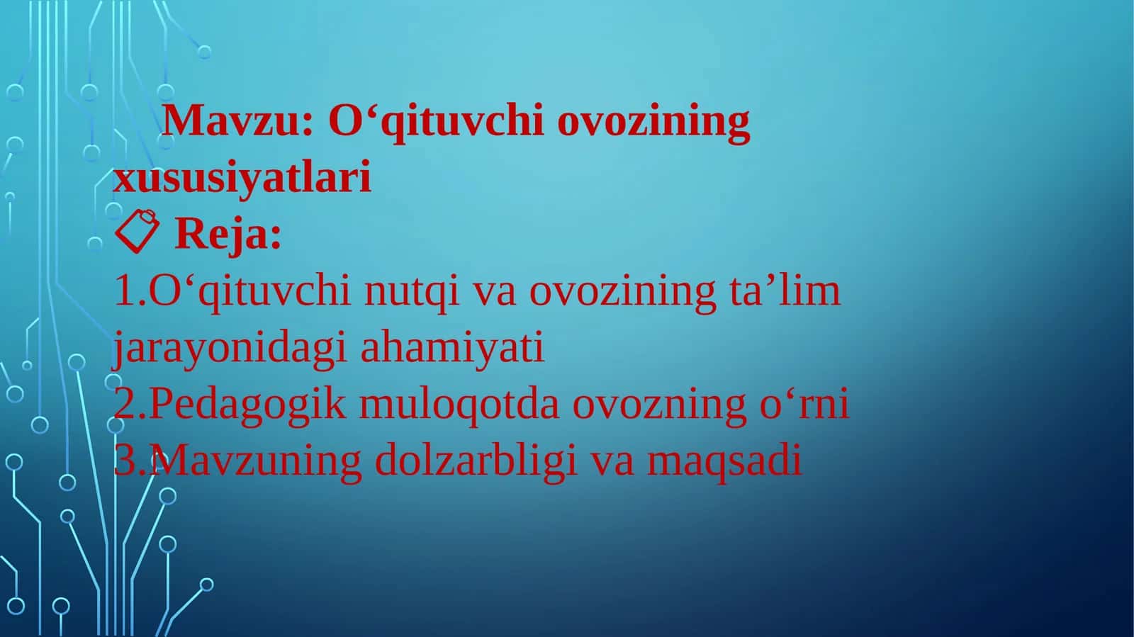 O‘qituvchi ovozining xususiyatlari