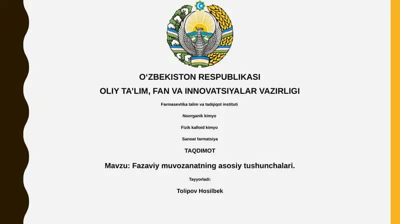 Fazaviy muvozanatning asosiy tushunchalari