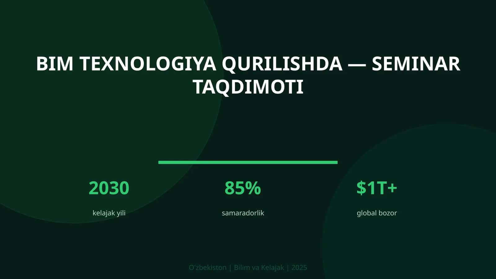 BIM TEXNOLOGIYA QURILISHDA — SEMINAR TAQDIMOTI