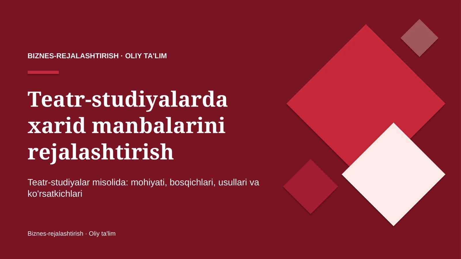 Teatr-studiyalarda xarid manbalarini rejalashtirish
