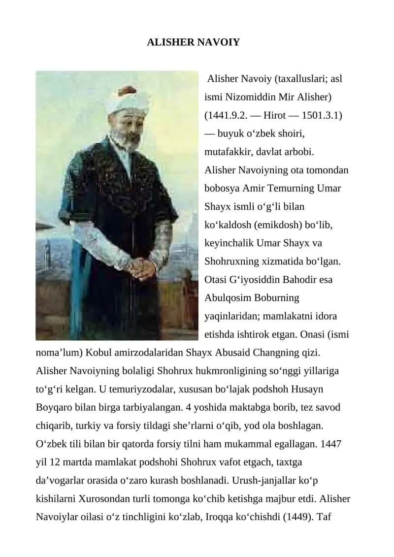 ALISHER NAVOIY