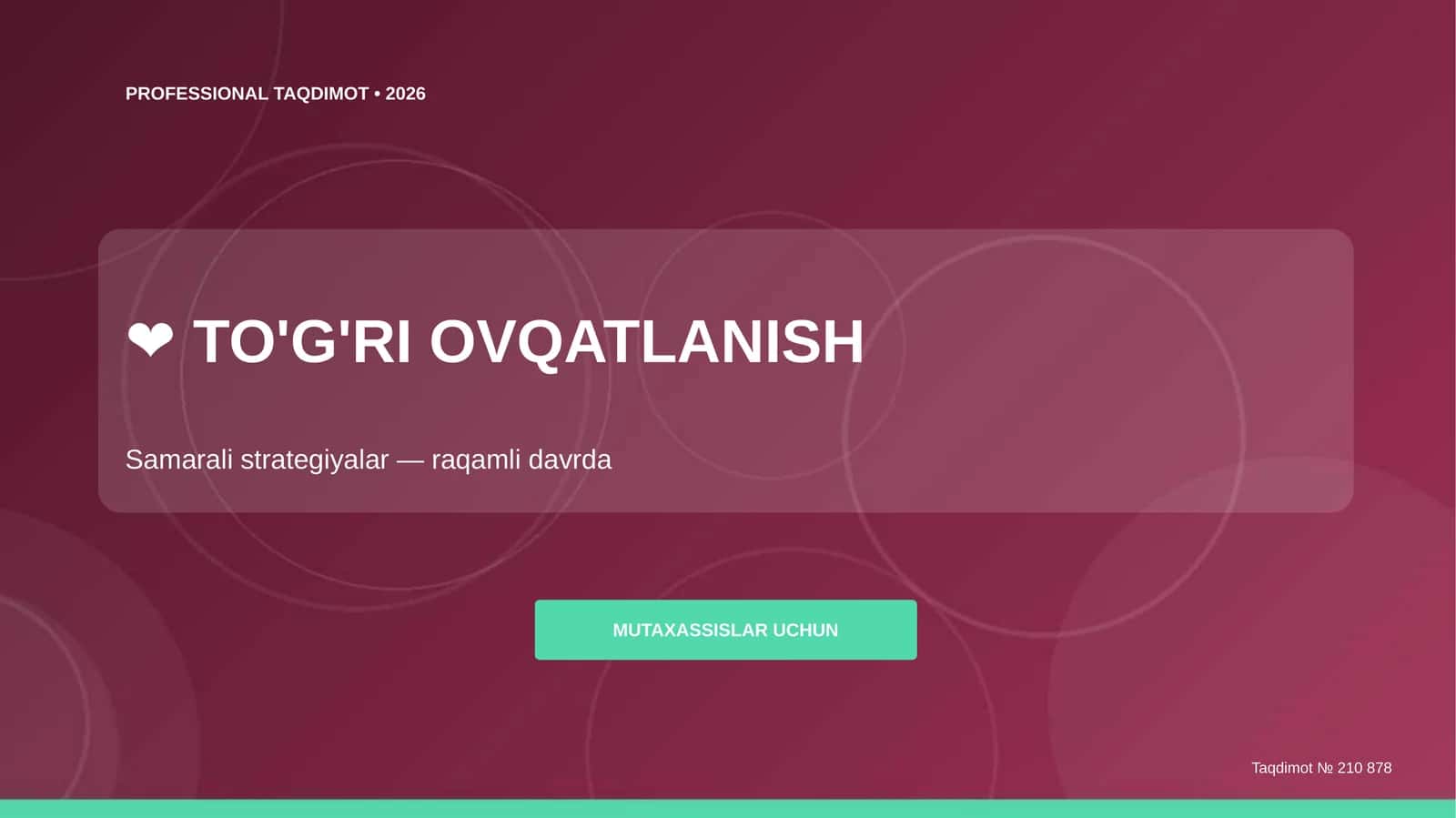 TO'G'RI OVQATLANISH