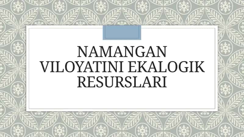 Namangan viloyati niekologik resurslari