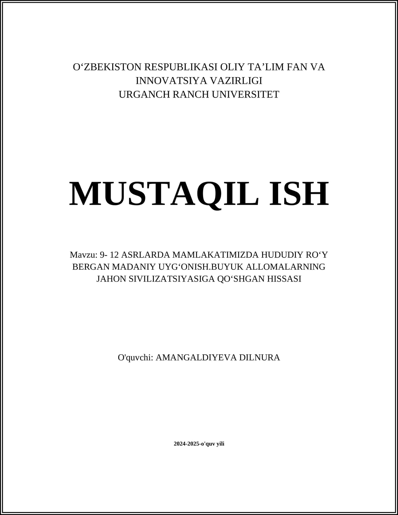 Amir Temur va uning madaniy merosi