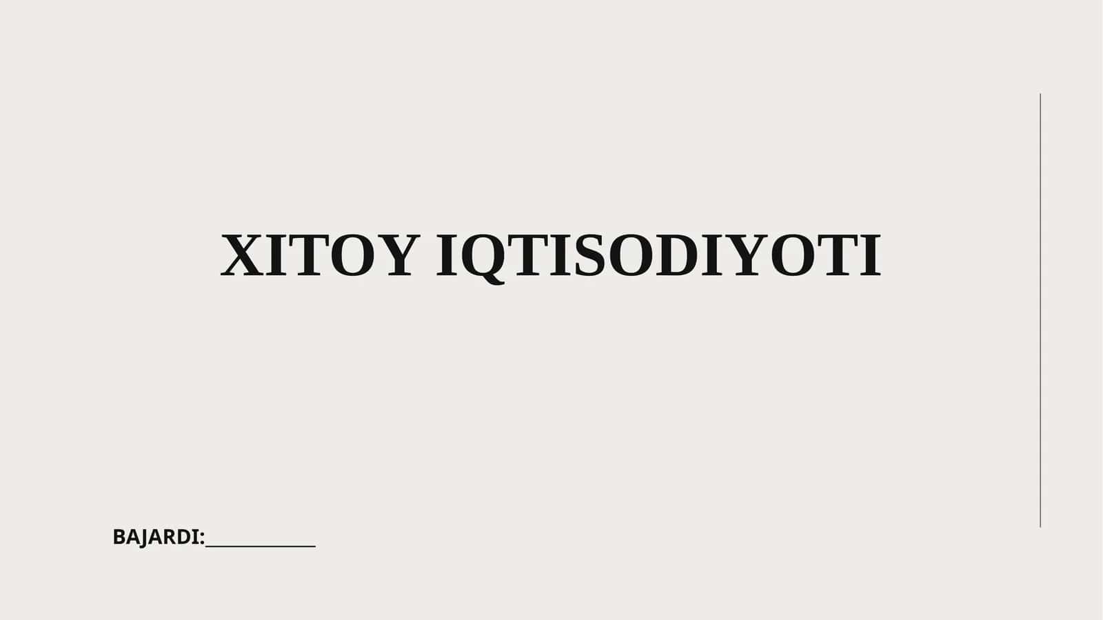 XITOY IQTISODIYOTI