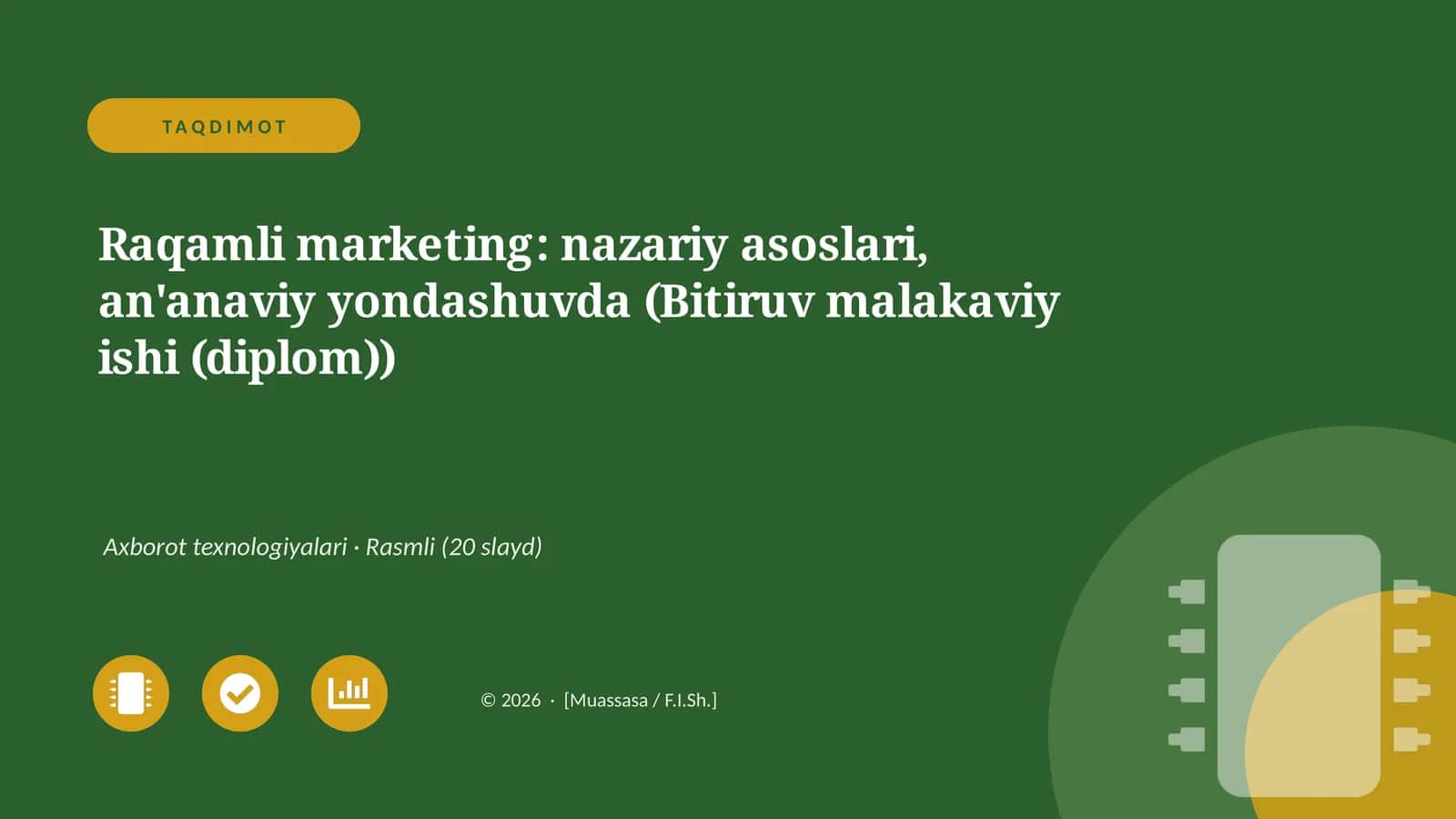 Raqamli marketing: nazariy asoslari, an'anaviy yondashuvda (Bitiruv malakaviy ishi (diplom))