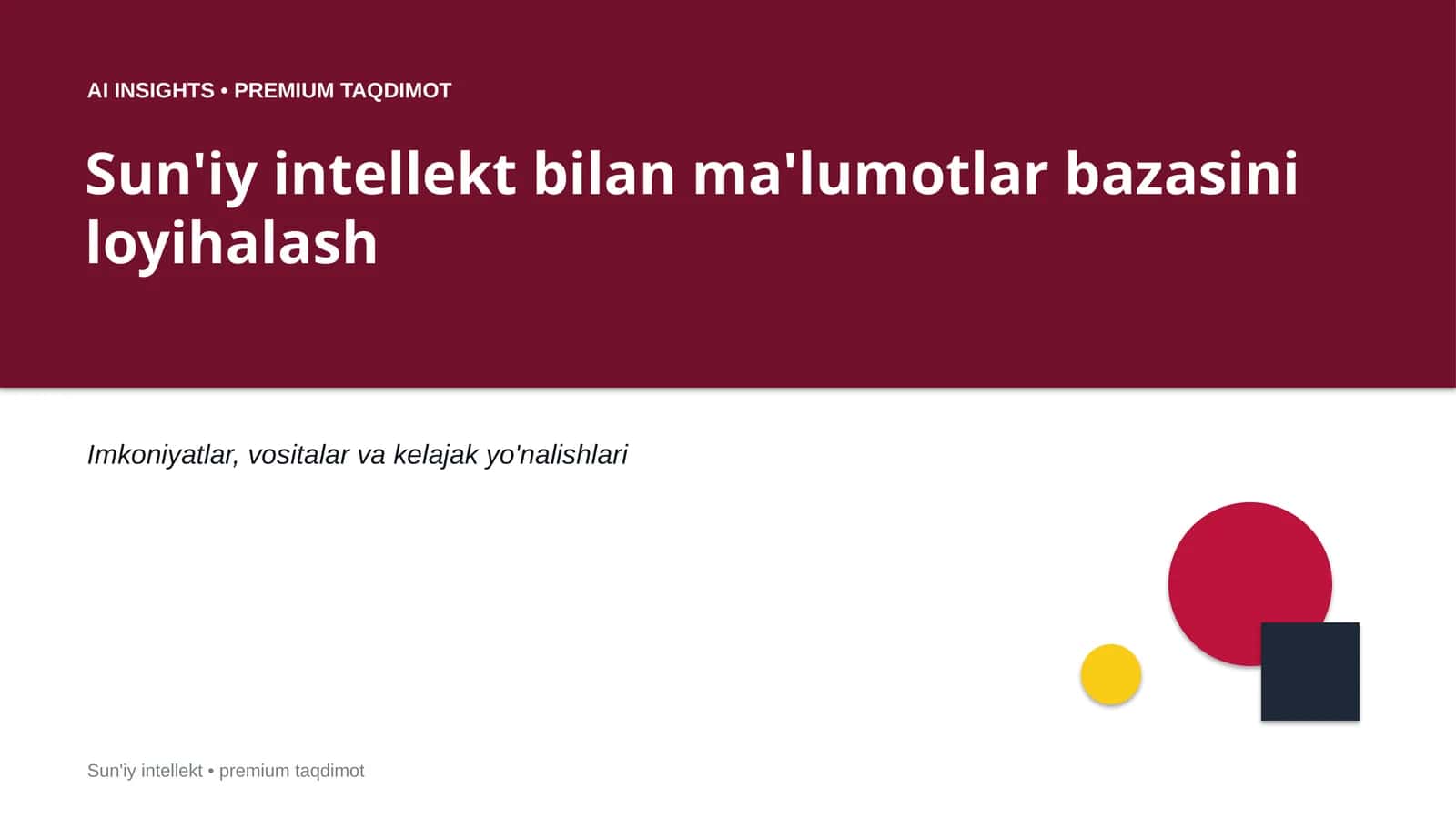 Sun'iy intellekt bilan ma'lumotlar bazasini loyihalash