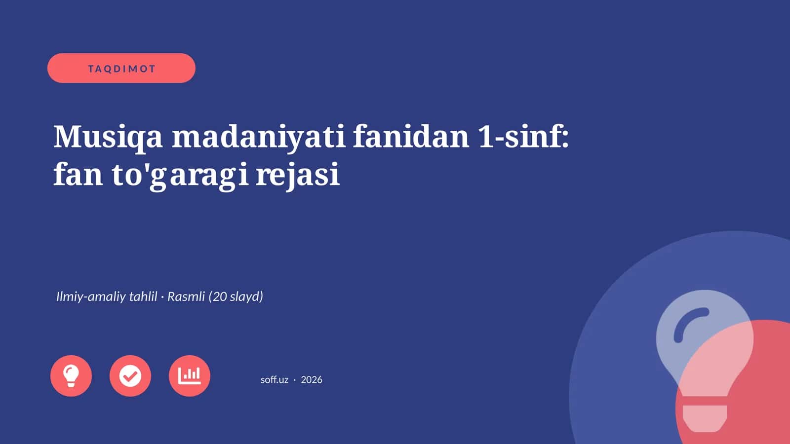 Musiqa madaniyati fanidan 1-sinf: fan to'garagi rejasi