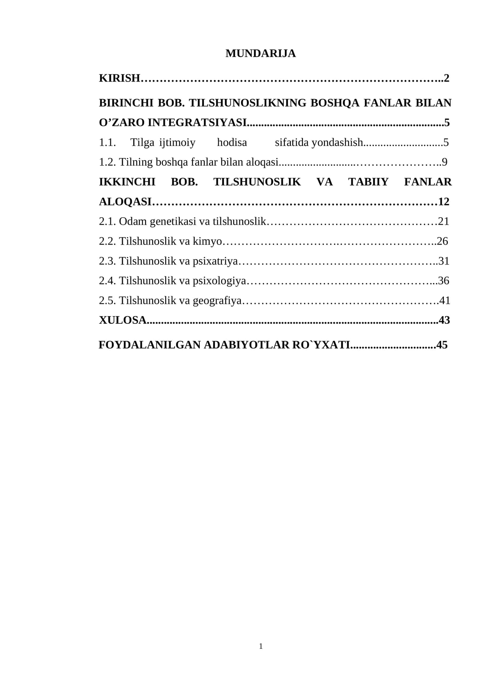 TILSHUNOSLIK VA TABIIY FANLAR ALOQASI