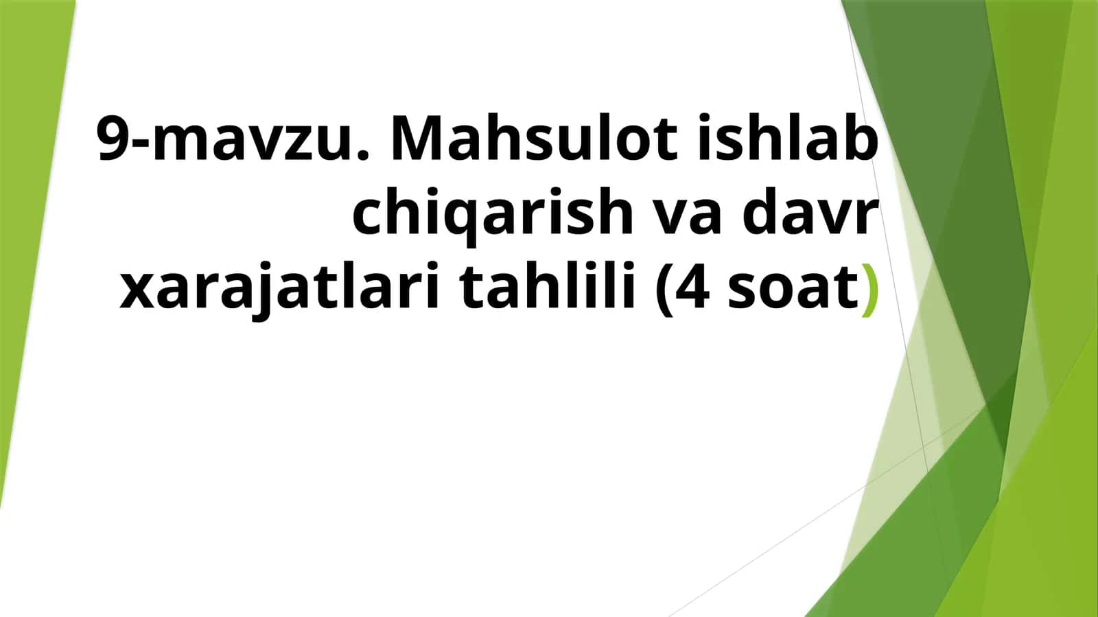 Mahsulot ishlab chiqarish va davr xarajatlari tahlili